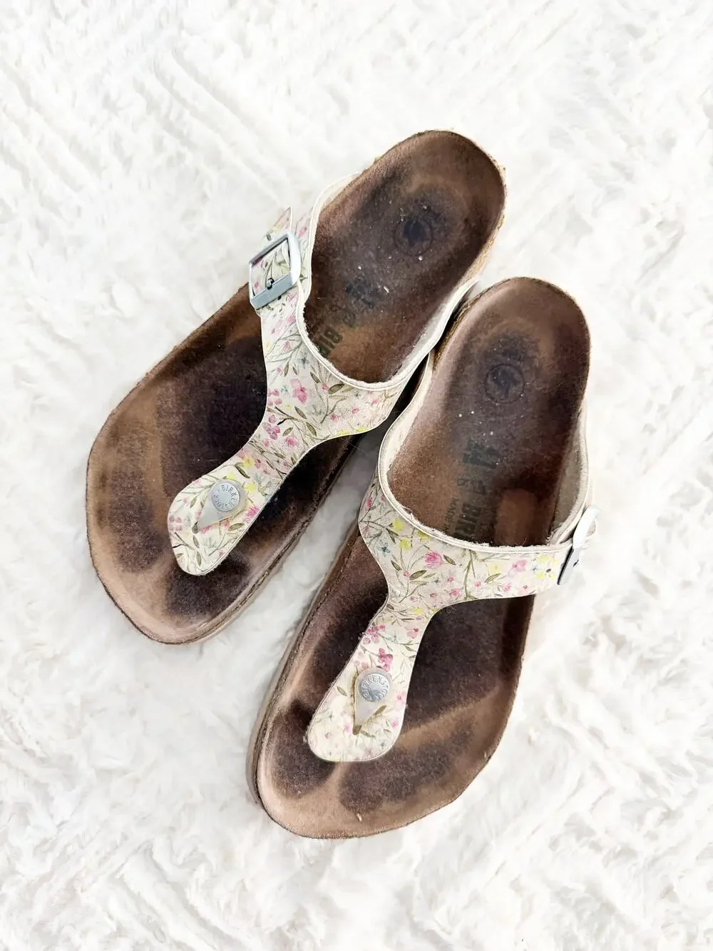 Birkenstock Gizeh Vegan Birko-Flor Watercolor Floral Thong Sandals Cottage Boho